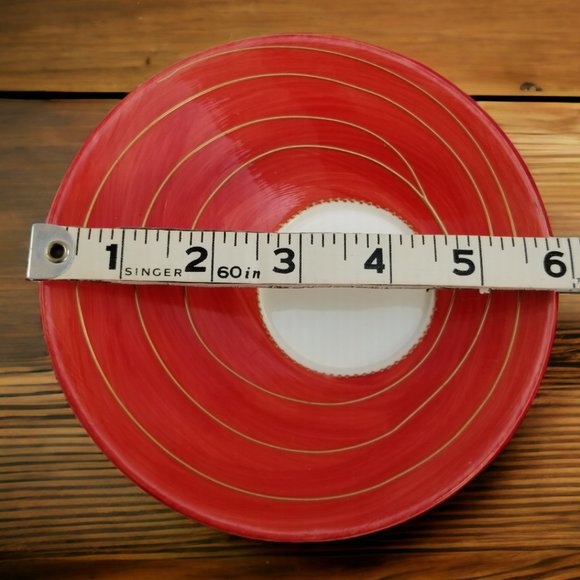 Artistic Porcelain Coffee Mug & Saucer Set, Whimsical Orange-Red Mug-Rhinestones - Picture 10 of 14